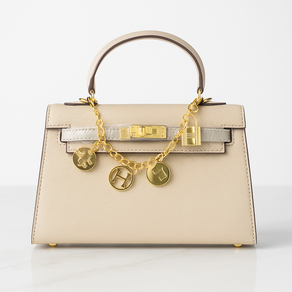 Hermes Kelly Mini — Ivoire & Chaîne Charms Dorés