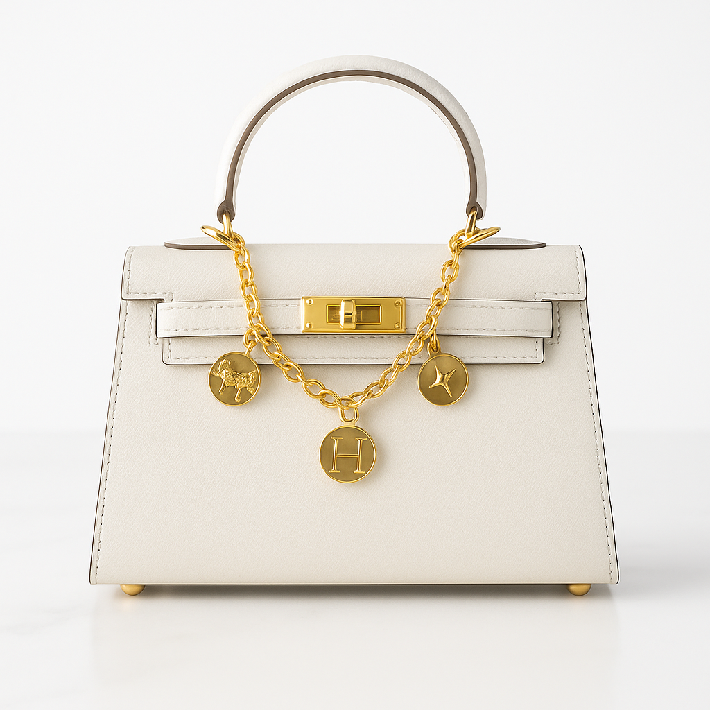 Hermes Kelly Mini — Ivoire & Chaîne Charms Dorés