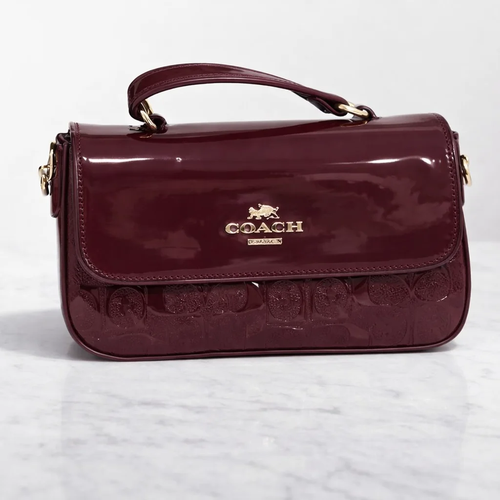 Sac Bandoulière Structuré Verni à Poignée Supérieure