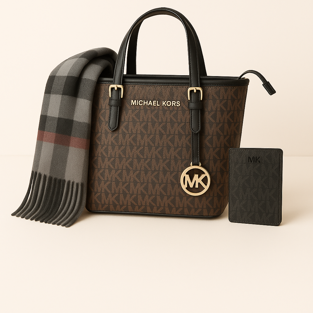 Michael Kors Set + Porte-cartes + Écharpe Burberry Cachemire