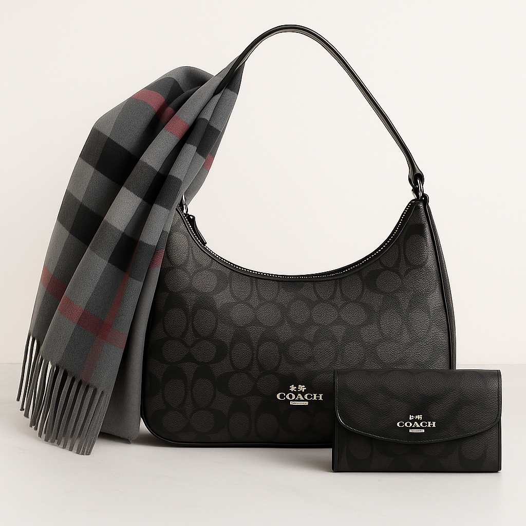 Pack Coach  – Sac + Portefeuille + Écharpe Burberry Cachemire