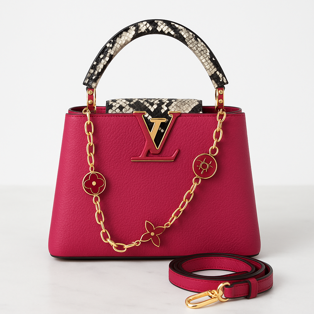 Louis Vuitton Capucines Mini — Taurillon Rouge, Anse Python
