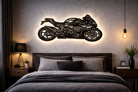 تحفة فنية على شكل دراجة نارية – لمسة رجولية مميزة تزيّن الحيطان ديالك