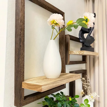 4 رفوف خشبية أنيقة... اللمسة اللي كانت ناقصاك في الدار!