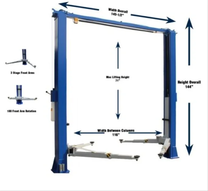 iDeal 10,000 lb. ALI Certified 2-Post Bi-Symmetric Arm Overhead Lift