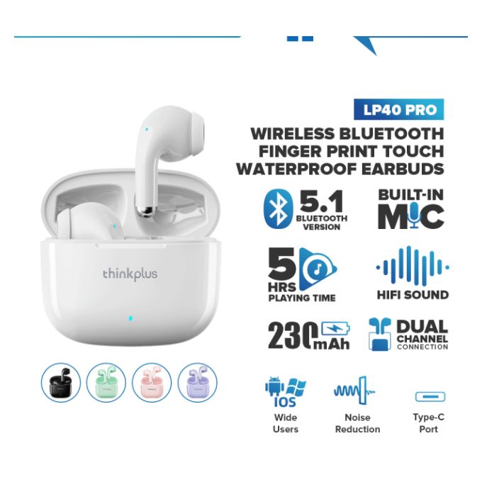 Lenovo Écouteurs LP40 PRO sans fil Bluetooth 5.3