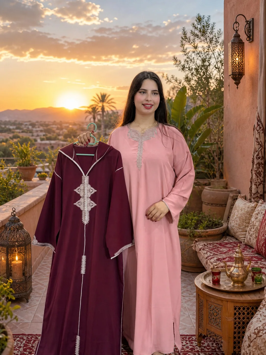 *🛍️لإطلالة أنيقة وملفتة بكل تفاصيلها 💎*  جلابا 2 بيس طاي انيقة💰 لثمن: 350 درهم فقط 🚚 التوصيل مجاني لجميع مدن المغرب 🇲🇦