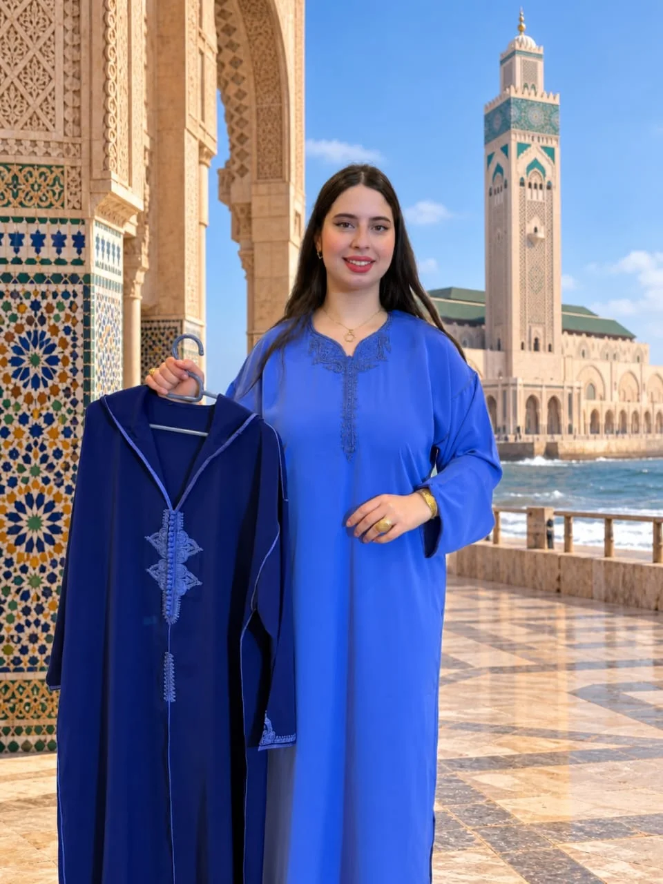 *🛍️لإطلالة أنيقة وملفتة بكل تفاصيلها 💎*  جلابا 2 بيس طاي انيقة💰 لثمن: 350 درهم فقط 🚚 التوصيل مجاني لجميع مدن المغرب 🇲🇦
