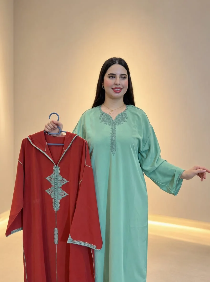 *🛍️لإطلالة أنيقة وملفتة بكل تفاصيلها 💎*  جلابا 2 بيس طاي انيقة💰 لثمن: 350 درهم فقط 🚚 التوصيل مجاني لجميع مدن المغرب 🇲🇦
