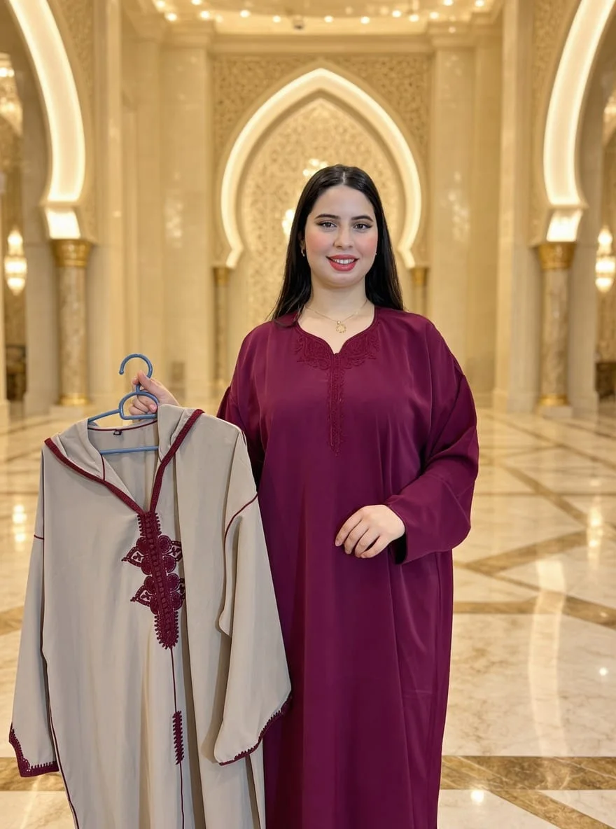 *🛍️لإطلالة أنيقة وملفتة بكل تفاصيلها 💎*  جلابا 2 بيس طاي انيقة💰 لثمن: 350 درهم فقط 🚚 التوصيل مجاني لجميع مدن المغرب 🇲🇦
