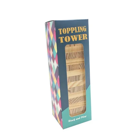 54 قعة برج خشب طالصنوبر، ألعاب تعليمية بالألوان الطبيعية للأطفال CBL1108