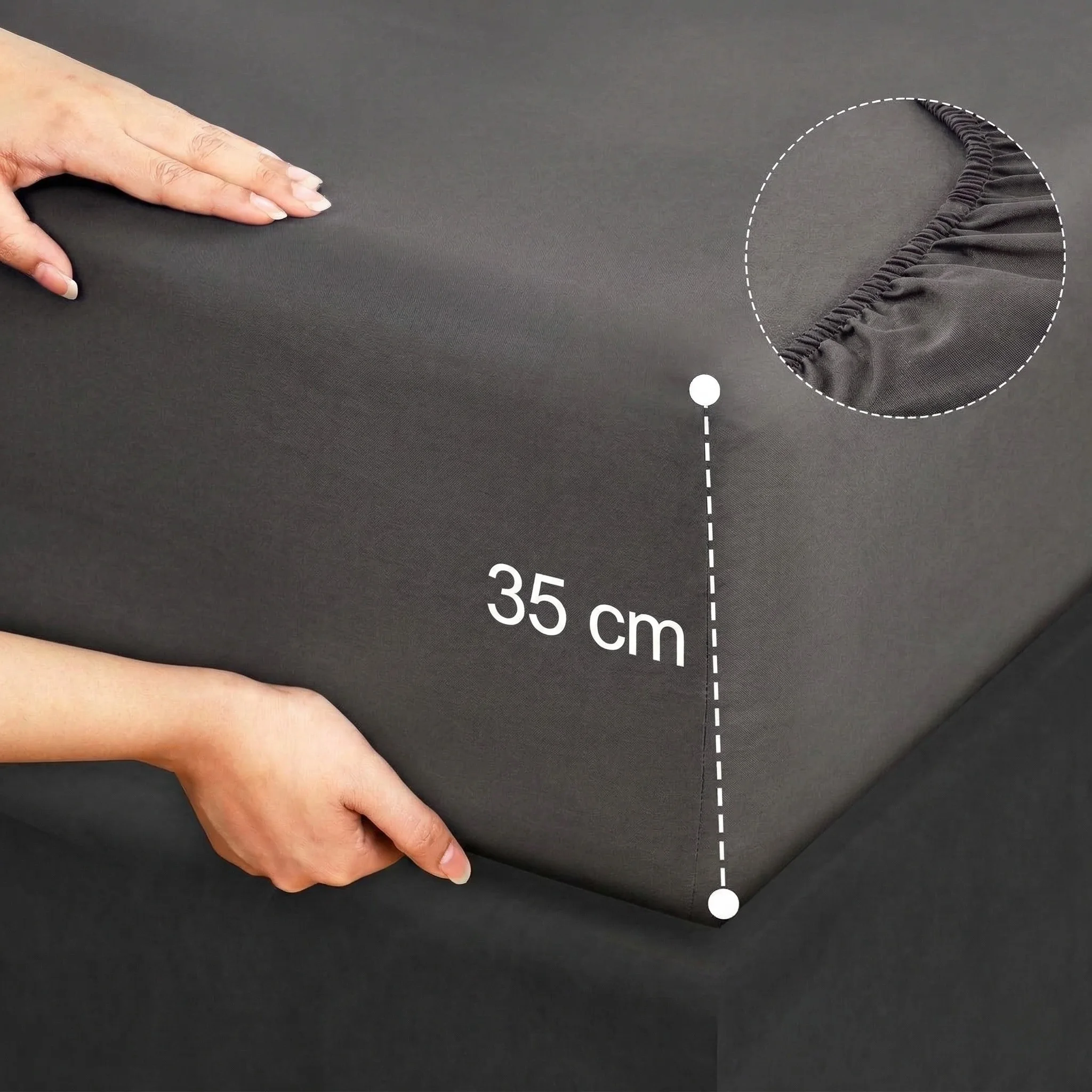 Parure de Lit 4 Pièces Gris (1 Drap-Housse, 1 Drap Plat, 2 Taies) - 100% Coton - Fabriqué en Italie