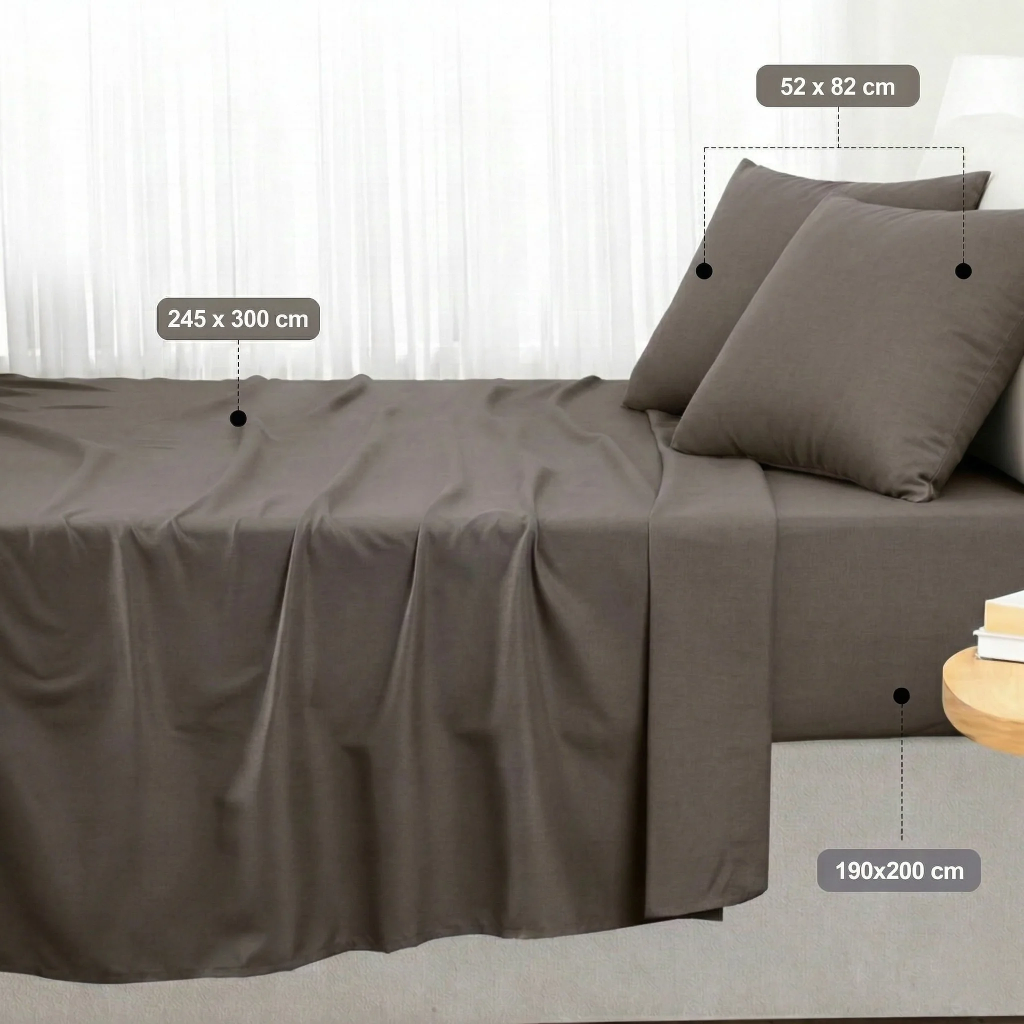 Parure de Lit 4 Pièces (1 Drap-Housse, 1 Drap Plat, 2 Taies Rectangulaires) - Grand Lit 190x200 cm - 100% Coton - Fabriqué en Italie