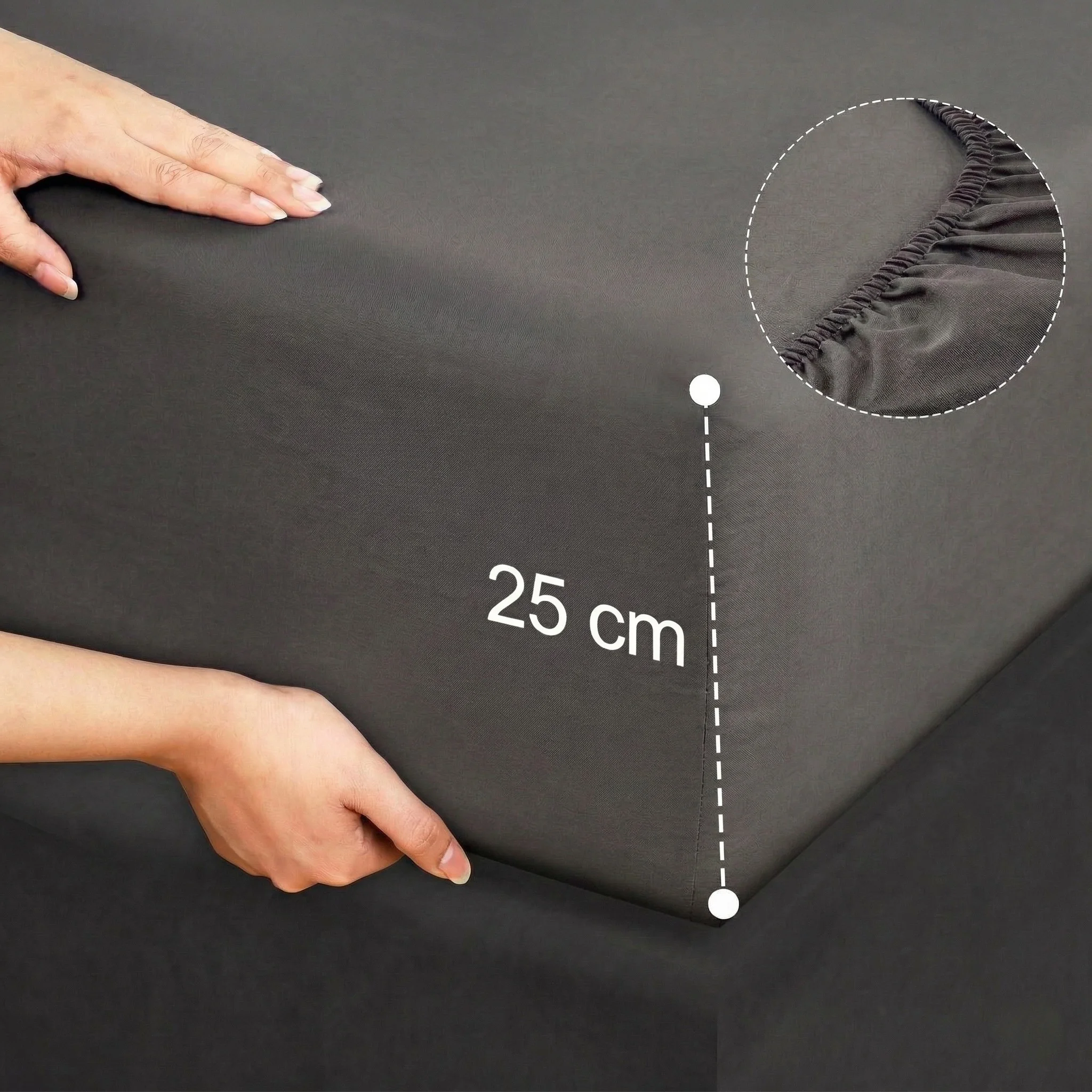 Parure de Lit 4 Pièces (1 Drap-Housse, 1 Drap Plat, 2 Taies Rectangulaires) - Grand Lit 190x200 cm - 100% Coton - Fabriqué en Italie