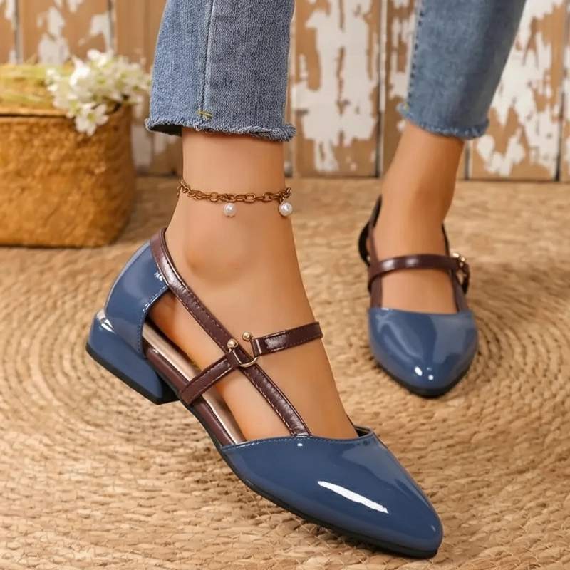 Chaussures Élégantes à Talons Bas avec Bride Croisée