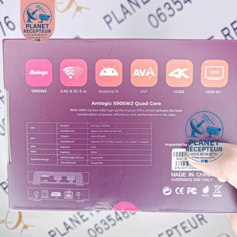 TV BOX ANDROID Anybox A1 Amlogic 4GB/32GB – Box TV 4K UHD avec Dual WiFi et AV1