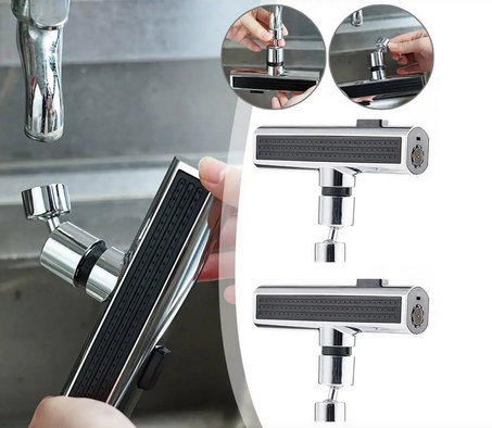 رأس صنبور متعدد الوظائف مع 4 أوضاع رش مختلفة وقابلية للدوران بزاوية 360 درجة