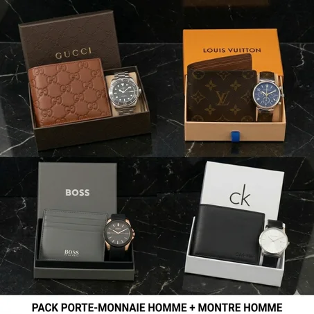 Pack montre + porte-monnaie pour homme