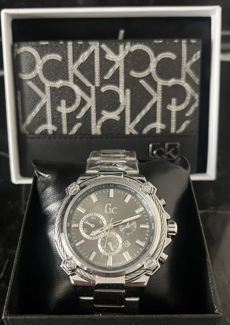 Pack Guess+CK montre+porte-monnaie homme