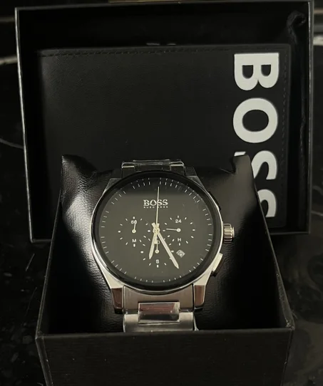 Pack HUGO BOSS montre + porte-monnaie homme