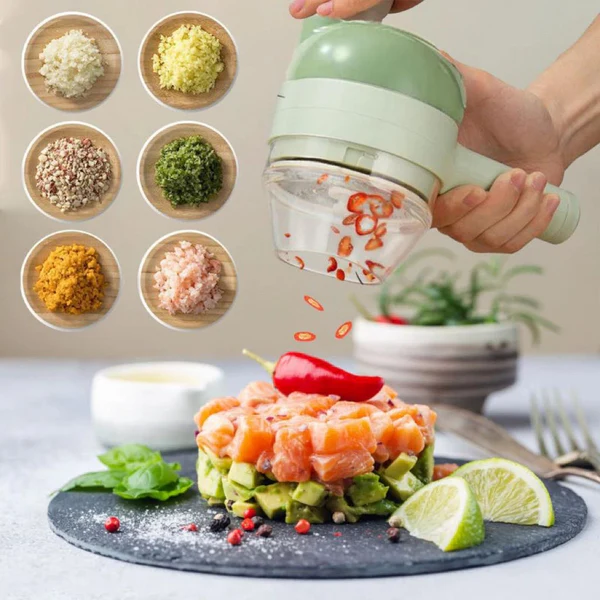 قطاعة خضروات كهربائية لاسلكية 4 في 1