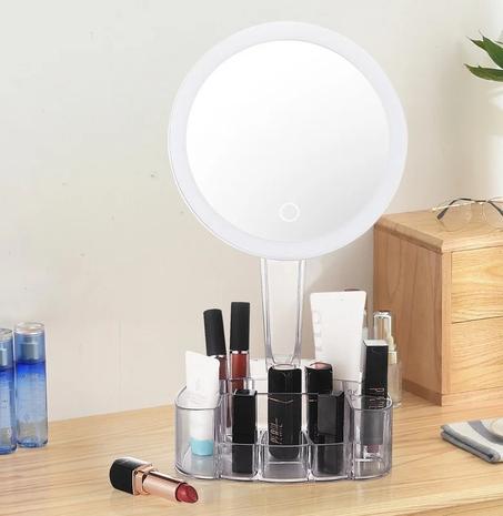 Miroir LED avec organisateur de maquillage