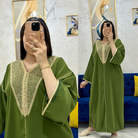 قفطان مغربي فصالا مخزنية بطرزة المخ والعقاد نصف طوق الأصلي