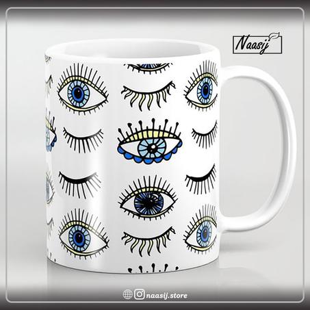 EVIL EYES BLUE YELLOW/Mug white - Ceramic Coffee or Tea