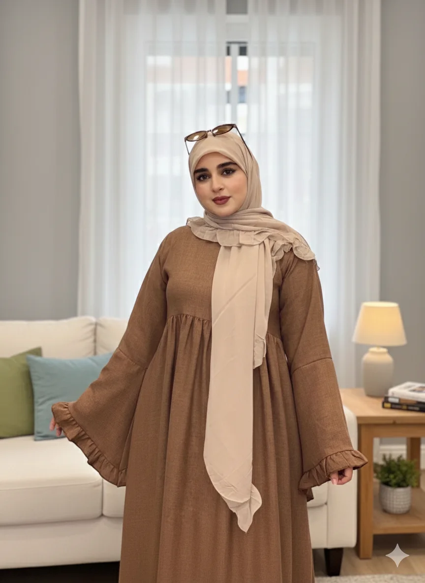 عباية دوبل مونش مع فولار كشكشة