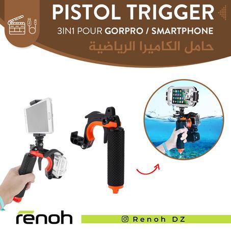 Pistol Trigger 3en1 pour des caméra d'action smartphone torche led