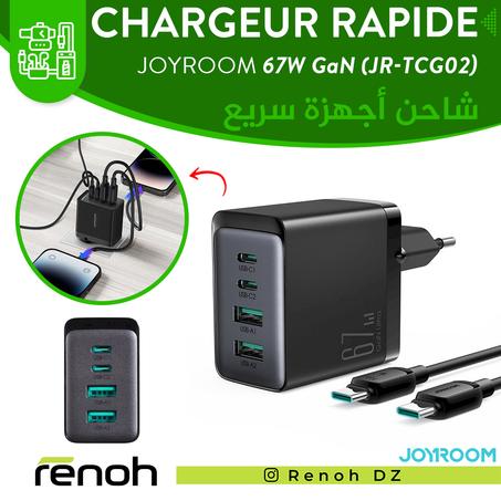 Chargeur Rapide JOYROOM 67W GaN ULTRA FAST CHARGER KIT (JR-TCG02) 'NEW'