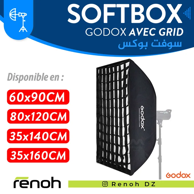 Godox Bowens Boîte à lumière nid d'abeille pour flash studio photo 30 x 120 cm