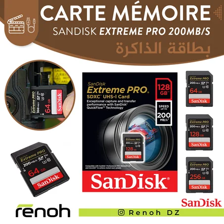 Carte Mémoire SANDISK EXTREME PRO SDXC 200MB/S