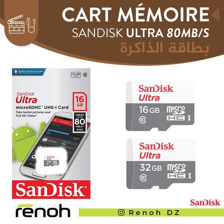 Carte mémoire sandisk micro sd 16GB 32GB 80 MB/s