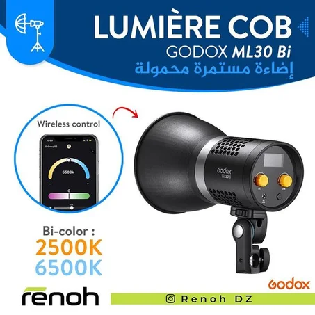 Lumière Continue portable Godox ML30Bi (bi-color)