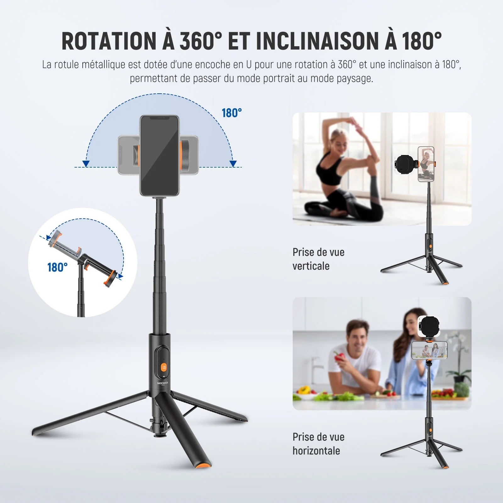 NEEWER Kit de Support de Fond en Forme de T, trépied réglable de 2,6 m