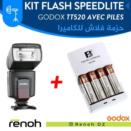 Kit Flash Speedlite GODOX TT520II AVEC PILES RECHARGEABLE 2500mAh 'NEW'