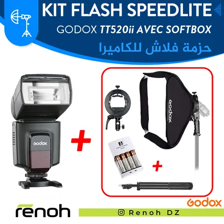 Kit Flash Speedlite GODOX TT520II Avec Softbox 'NEW'