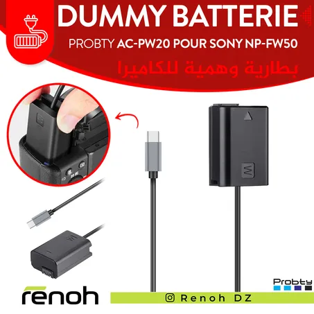 Dummy Batterie PROBTY AC-PW20 Pour Sony NP-FW50 Compatible Caméra's