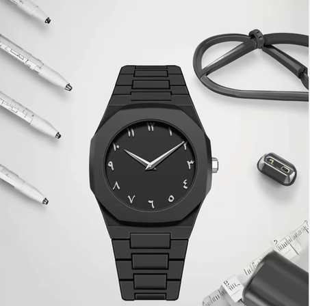 ساعة كوارتز بأرقام عربية إبداعية في الشرق الأوسط وحزام بلاستيكي قرص دائري بسيط للجنسين ساعة يد كاجوال للأعمال هدية على مدار الساعة