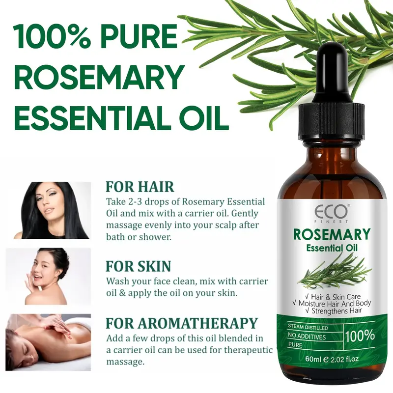 زيت الروزماري الأساسي للعناية بالشعر والبشرة  من Eco Finest 【زيت عطري نقي وطبيعي بنسبة 100%】