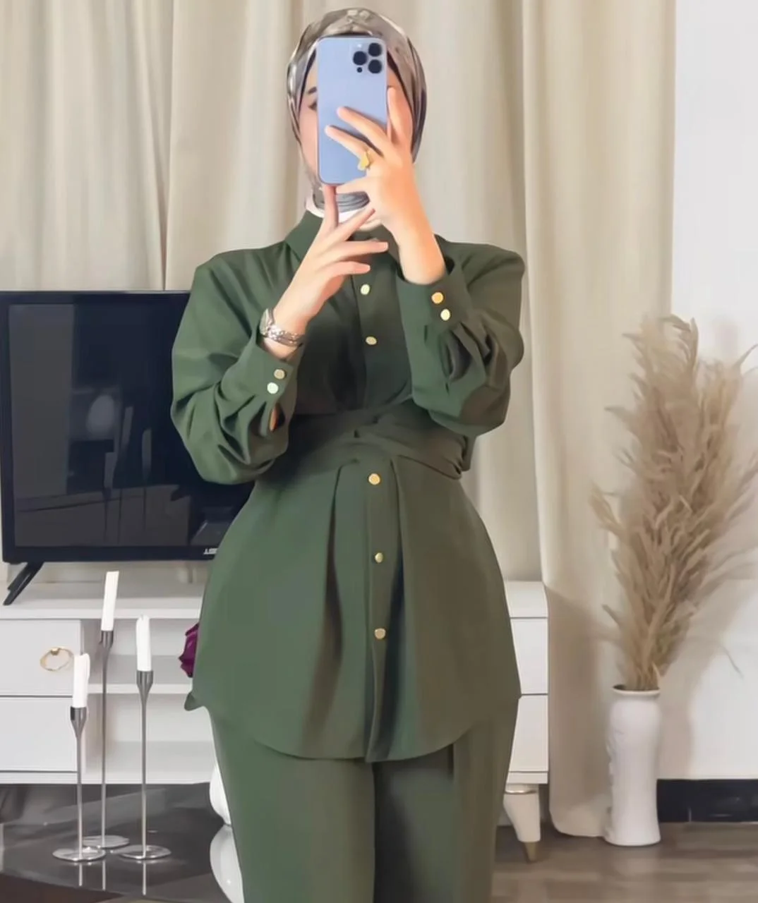 طقم زيتي أنيق 💚