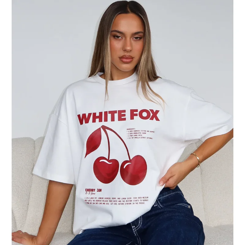 Cherry Jam Oversized Tee White