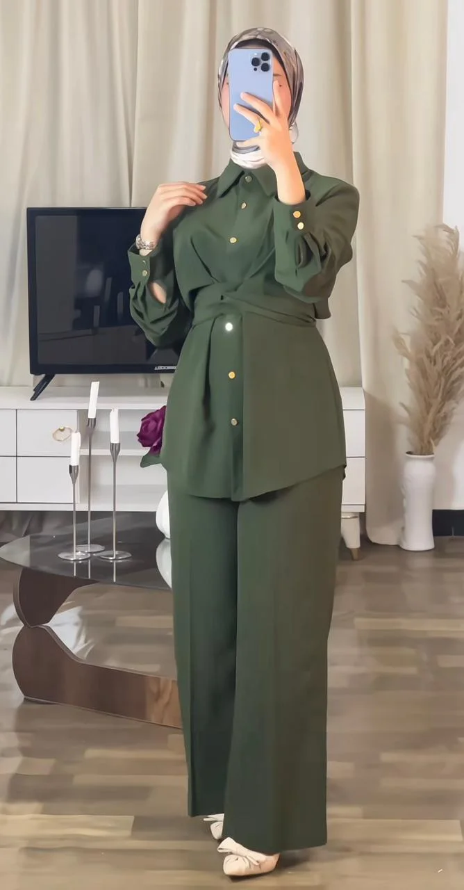 طقم زيتي أنيق 💚