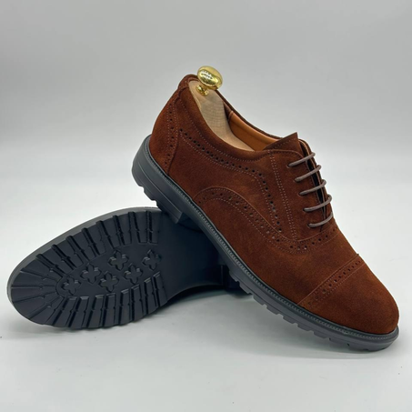 حذاء بني فاخر من الجلد الطبيعي عالي الجودة