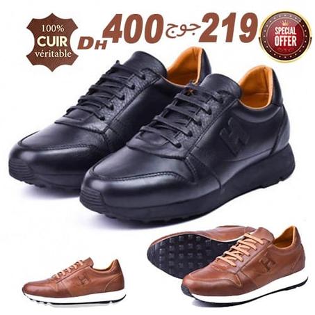 حذاء أسود من الجلد الطبيعي عالي الجودة