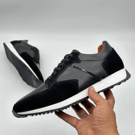 حذاء رياضي أسود من الجلد الطبيعي عالي الجودة ( 2)