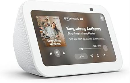 Amazon Echo Show 5 como nuevo (modelo más nuevo), pantalla inteligente con el doble de graves y un sonido más claro, blanco glaciar