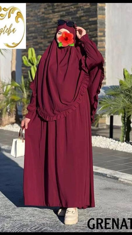 عباءة + خمار  سلطانة بثوب كريب روزا الممتاز