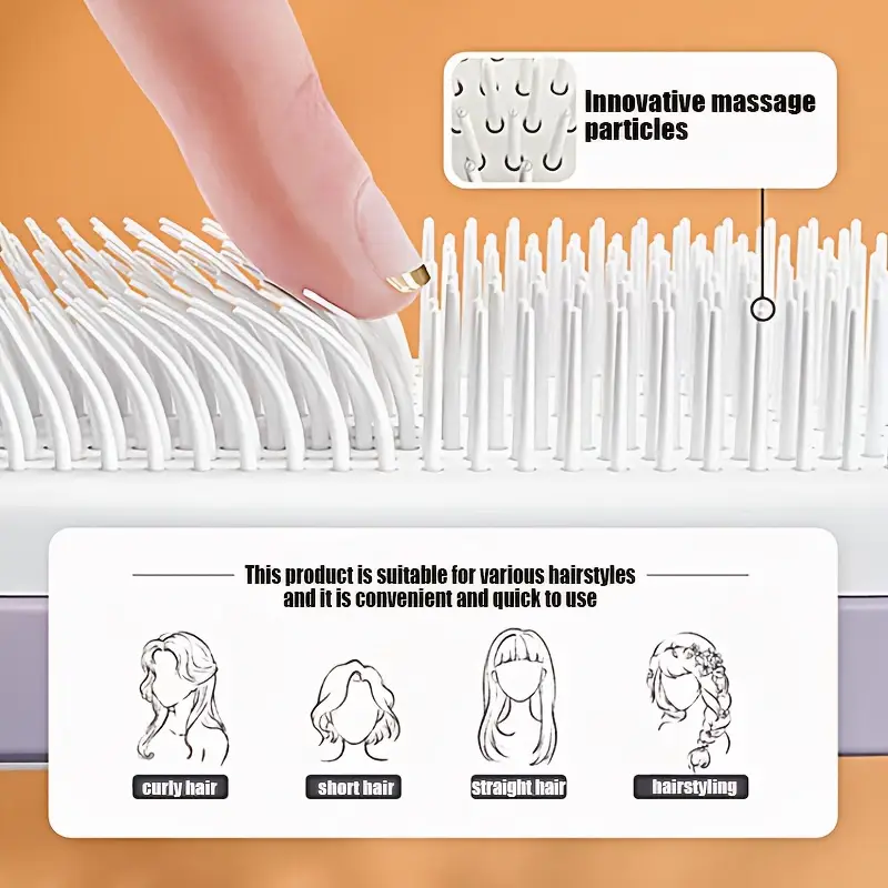 مشط شعر نسائي مضاد للتشابك والالتفاف بآلية رفع دوّارة